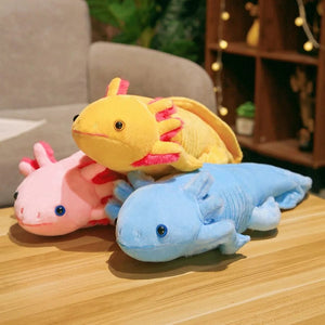 Planet Gates 45cm Kawaii Colorful Newt Plush Toy Stuffed Cute Axolotl Salamander Fuzzy Plush Fish Appeasing Long Pillow Cushion Kids Gift