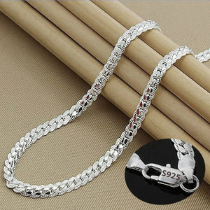 Planet Gates 45cm Nice 925 Sterling Silver 6MM Full Sideways Chain Necklace For Women Men Fashion Jewelry Sets Wedding Gift