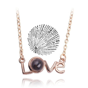 Planet Gates 45cm / Rose Gold-05 Projection Necklace 100 Languages I Love You Pendant Necklaces For Lover Girlfriend 2022 Creative Couple Romantic Jewelry Gifts