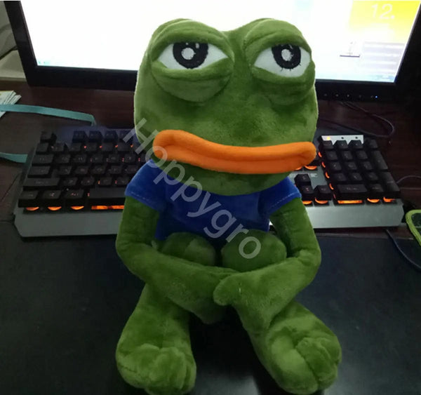 Planet Gates 45cm Sad Frog Plush Toy Soft Stuffed Pillow Magic Expression Pepe The Sad Frog Animal Plush Doll Birthday GIfts For Girls Boys