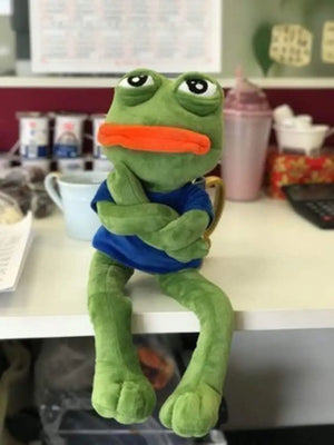 Planet Gates 45cm Sad Frog Plush Toy Soft Stuffed Pillow Magic Expression Pepe The Sad Frog Animal Plush Doll Birthday GIfts For Girls Boys