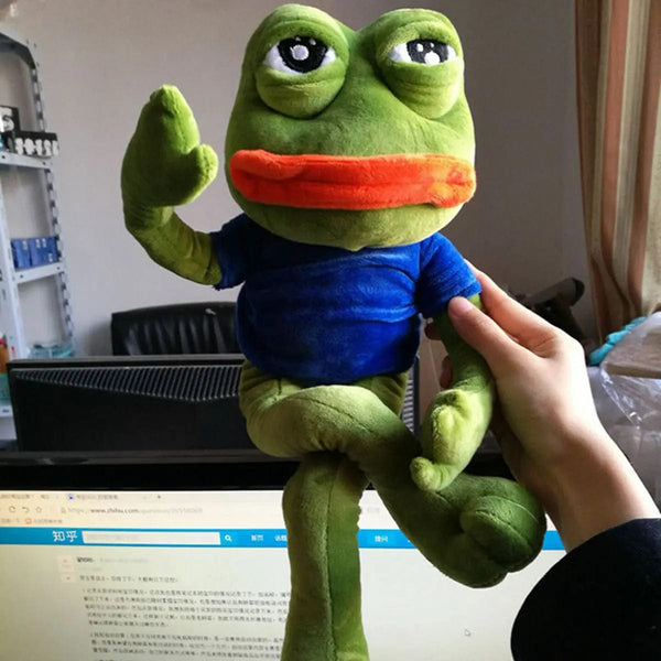 Planet Gates 45cm Sad Frog Plush Toy Soft Stuffed Pillow Magic Expression Pepe The Sad Frog Animal Plush Doll Birthday GIfts For Girls Boys