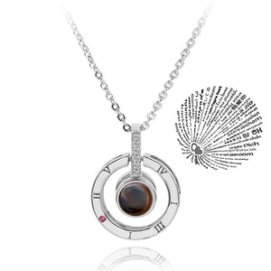 Planet Gates 45cm / Silver-06 Projection Necklace 100 Languages I Love You Pendant Necklaces For Lover Girlfriend 2022 Creative Couple Romantic Jewelry Gifts