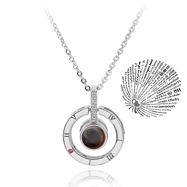 Planet Gates 45cm / Silver-06 Projection Necklace 100 Languages I Love You Pendant Necklaces For Lover Girlfriend 2022 Creative Couple Romantic Jewelry Gifts