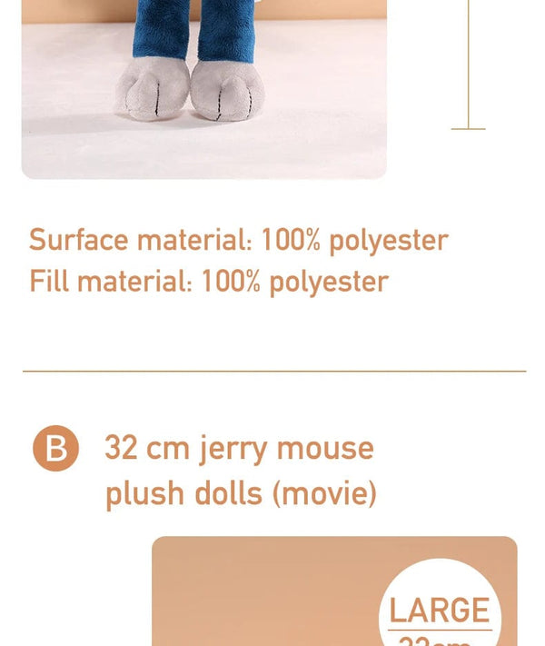 Planet Gates 45cm Tom Tom And Jerry Plush Toy Cartoon Movie Cat Tuffy Nibbles Mouse Plushies Stuffed Animals Soap Action Figure Studio Doll Toys