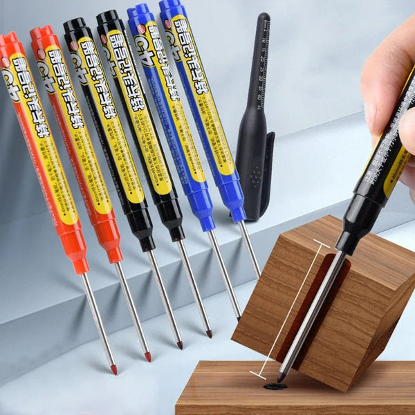 Planet Gates 45mm Deep Hole Long Nib Head Markers Deep Drill Hole Long Nib Scriber Multifunction Mechanical Carpentry Colorful Marker Pen