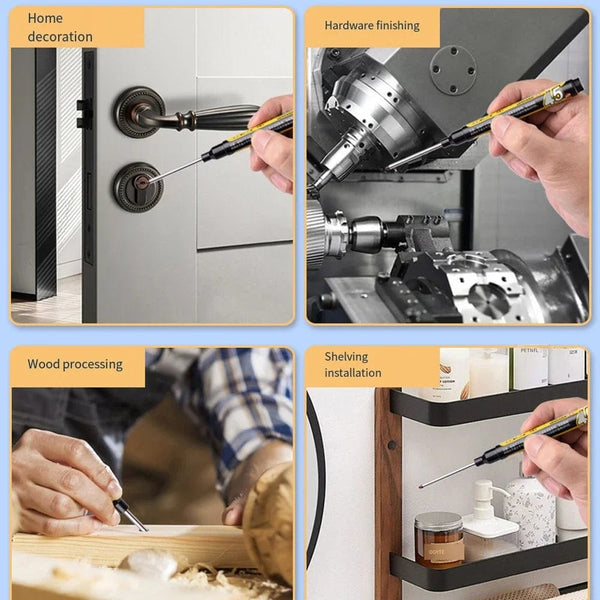 Planet Gates 45mm Deep Hole Long Nib Head Markers Deep Drill Hole Long Nib Scriber Multifunction Mechanical Carpentry Colorful Marker Pen