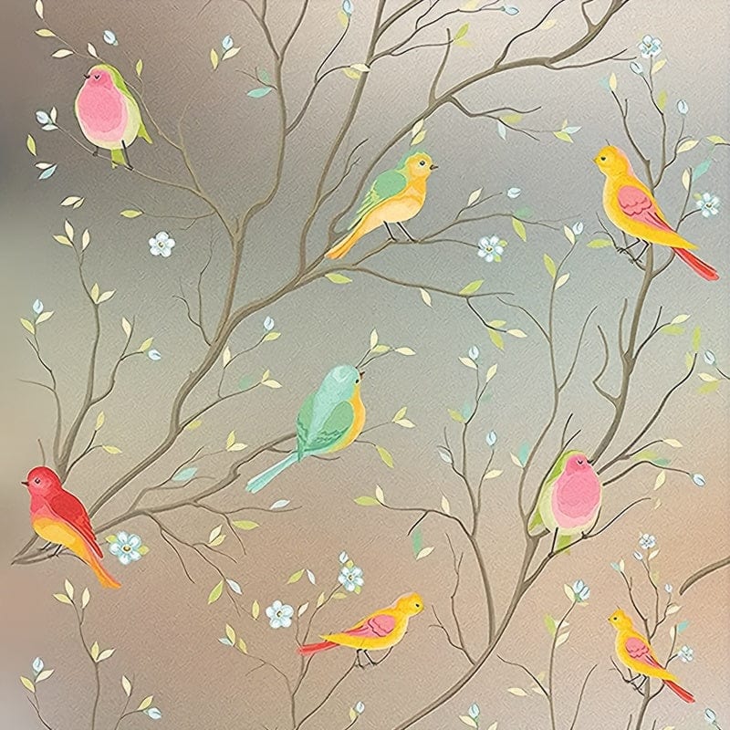 Planet Gates 45x100cm 1pc Stained Glass Window Film Privacy Film Non-Adhesive Static Cling Sun Blocking Window Film Heat Blocker Heat Control Decorative Sticker For Bathroom Bedroom Home Decor