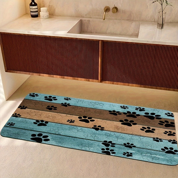 Planet Gates 45×120cm 1pc Footprint Pattern Entrance Door Mat, Absorbent Quick-dry Bathroom Pad, Washable Throw Carpet, Rug For Entryway Bathroom Dining Room Living Room Office Home Spring Decor