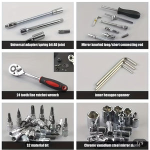 Planet Gates 46-piece Automotive Repair Tool Set Multifunctional Car Repair Tool Box Ratchet Wrench Sleeve Combination Set Pipe Tool