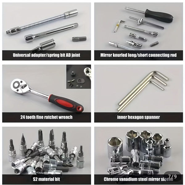 Planet Gates 46-piece Automotive Repair Tool Set Multifunctional Car Repair Tool Box Ratchet Wrench Sleeve Combination Set Pipe Tool