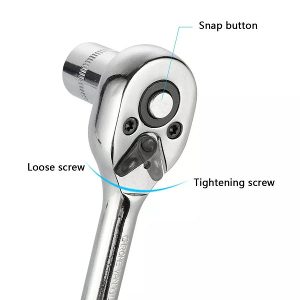 Planet Gates 46Pcs 1/4" Drive Metric Flexible Head Ratcheting Wrench Combination Spanner Mechanic Tool Set Car Repair Tool Kit w/Black Case