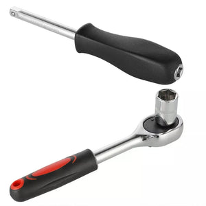 Planet Gates 46Pcs 1/4" Drive Metric Flexible Head Ratcheting Wrench Combination Spanner Mechanic Tool Set Car Repair Tool Kit w/Black Case