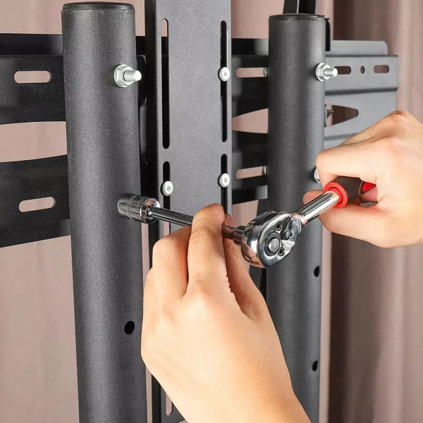 Planet Gates 46Pcs 1/4" Drive Metric Flexible Head Ratcheting Wrench Combination Spanner Mechanic Tool Set Car Repair Tool Kit w/Black Case