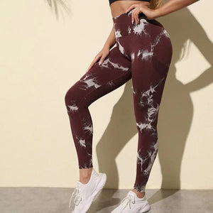Planet Gates 47 Color Marbling Tie-Dye Yoga Pants Sports Leggings Women Running Fitness High Waist Seamless Gym Leggings Women Workout Tights
