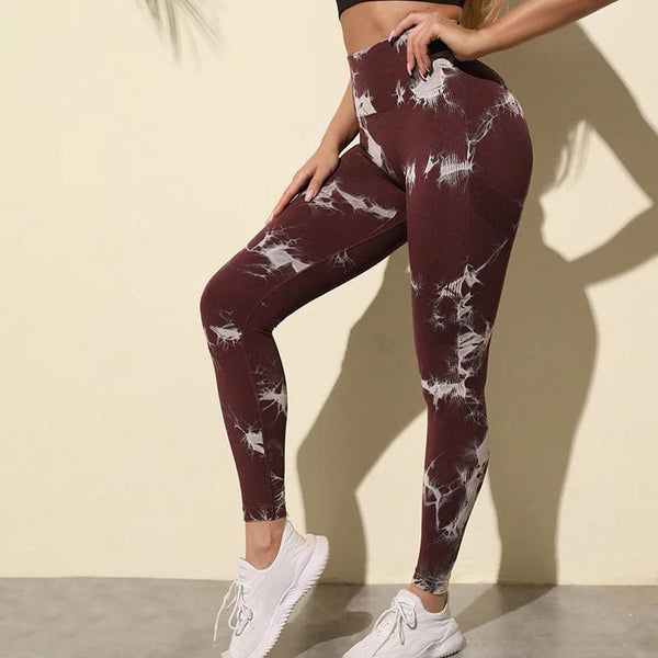 Planet Gates 47 Color Marbling Tie-Dye Yoga Pants Sports Leggings Women Running Fitness High Waist Seamless Gym Leggings Women Workout Tights