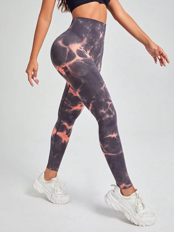 Planet Gates 47 Color Marbling Tie-Dye Yoga Pants Sports Leggings Women Running Fitness High Waist Seamless Gym Leggings Women Workout Tights