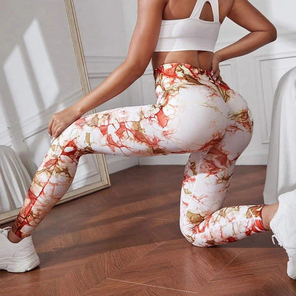 47 Color Marbling Tie-Dye Yoga Pants Sports Leggings Women Running Fitness High Waist Seamless Gym Leggings Women Workout Tights