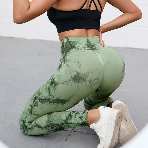 Planet Gates 47 Color Marbling Tie-Dye Yoga Pants Sports Leggings Women Running Fitness High Waist Seamless Gym Leggings Women Workout Tights