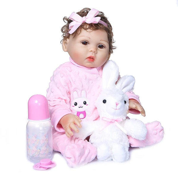 Planet Gates 47CM 47CM Original NPK full body solicone bebe doll reborn todderl girl curly hand rooted hair high quality doll bath toy gift