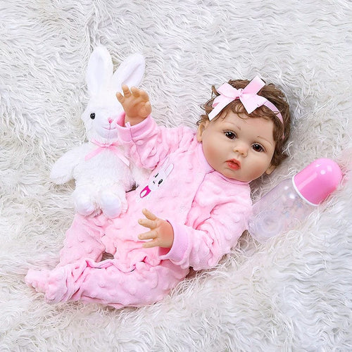 Planet Gates 47CM 47CM Original NPK full body solicone bebe doll reborn todderl girl curly hand rooted hair high quality doll bath toy gift