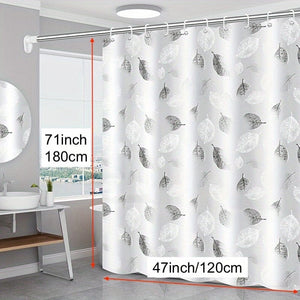 Planet Gates 47x71in (120x180cm) 1pc PEVA Leaf Pattern Plastic Shower Curtain With Plastic Hooks, Shower Liner With Metal Grommets, Waterproof Durable Shower Curtain, Bathroom Partition, Room Decor