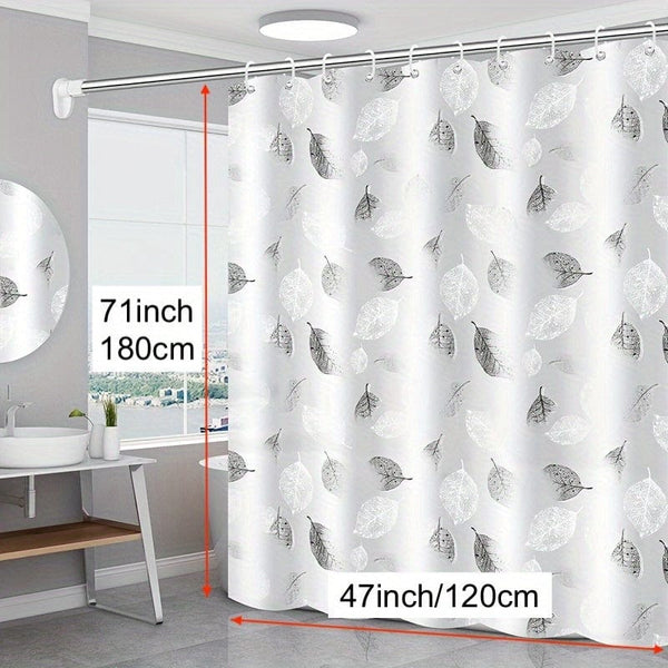 Planet Gates 47x71in (120x180cm) 1pc PEVA Leaf Pattern Plastic Shower Curtain With Plastic Hooks, Shower Liner With Metal Grommets, Waterproof Durable Shower Curtain, Bathroom Partition, Room Decor