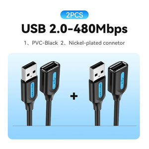 Planet Gates 480Mbps-2pcs 1 / 3m / CHINA Vention USB 3.0 Extension Cable USB 3.0 2.0 Cable Extender Data Cord for PC Smart TV Xbox One SSD Fast Speed USB Cable Extension
