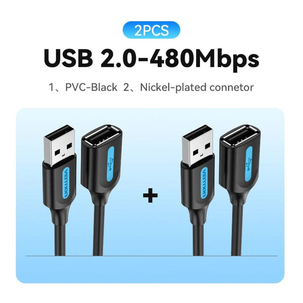 Planet Gates 480Mbps-2pcs 1 / 3m / CHINA Vention USB 3.0 Extension Cable USB 3.0 2.0 Cable Extender Data Cord for PC Smart TV Xbox One SSD Fast Speed USB Cable Extension