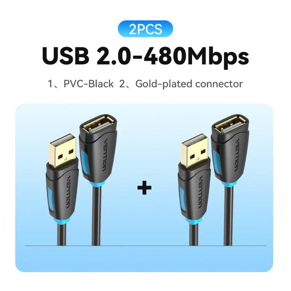 Planet Gates 480Mbps-2pcs / 1.5m / CHINA Vention USB 3.0 Extension Cable USB 3.0 2.0 Cable Extender Data Cord for PC Smart TV Xbox One SSD Fast Speed USB Cable Extension