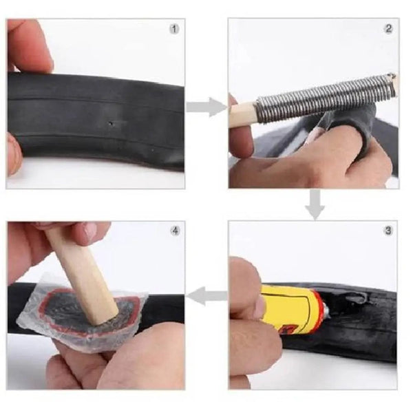 Planet Gates 48Pcs+1 Glue Motorcycle Bike Repair Tool Tire Tyre Rubber Patch Piece Cycling Puncture Repair Tools Kits Banden Reparatieset