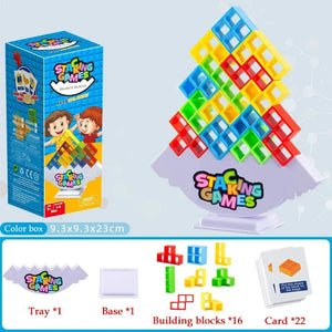 Planet Gates 48PCS Tetra Tower Fun Balance Stacking Building Blocks Board Game for Kids Adults Friends Team Dorm Family Game Night and Partie