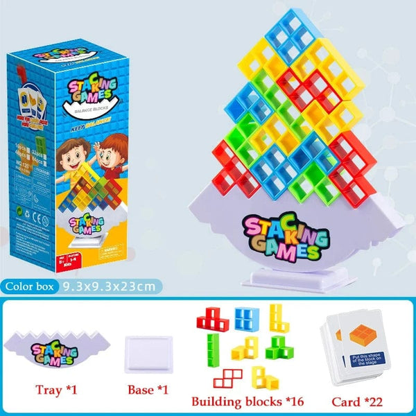 Planet Gates 48PCS Tetra Tower Fun Balance Stacking Building Blocks Board Game for Kids Adults Friends Team Dorm Family Game Night and Partie