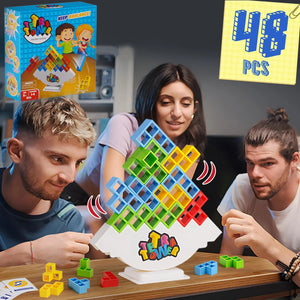 Planet Gates 48PCS Tetra Tower Fun Balance Stacking Building Blocks Board Game for Kids Adults Friends Team Dorm Family Game Night and Partie