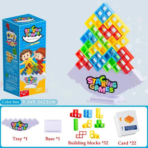 Planet Gates 48PCS Tetra Tower Fun Balance Stacking Building Blocks Board Game for Kids Adults Friends Team Dorm Family Game Night and Partie