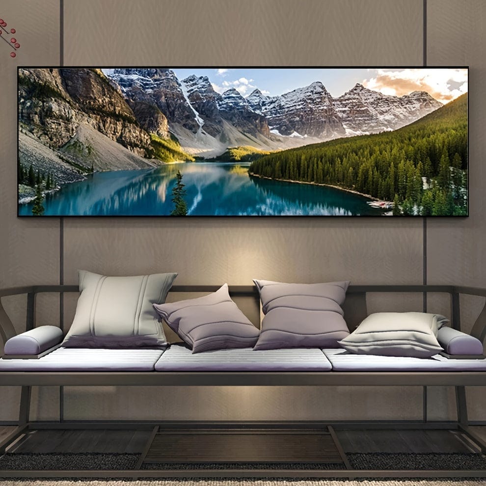 Planet Gates 49.99x149.99cm 1pc Canvas Painting, Lake Forest Mountain Scenery Painting, Wall Art Decor, For Living Room, Bedroom, No Frame, 49.99*149.99cm