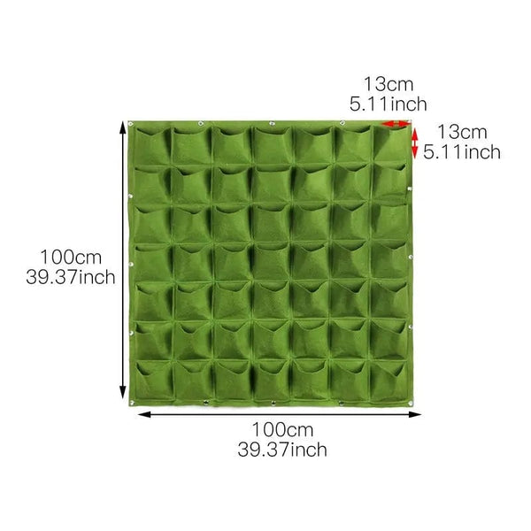Planet Gates 49 Pockets 1pc Vertical Wall Garden Planter, Wall Hanging Planting Plant Grow Bags For Garden Indoor Outdoor Green