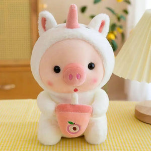 Planet Gates 499463 Bubble Pig Plush Toy Stuffed Animal Bunny Frog Unicorn Tiger Pillow Cup Milk Tea Boba Plushies Doll Birthday Gift Cuddly Baby