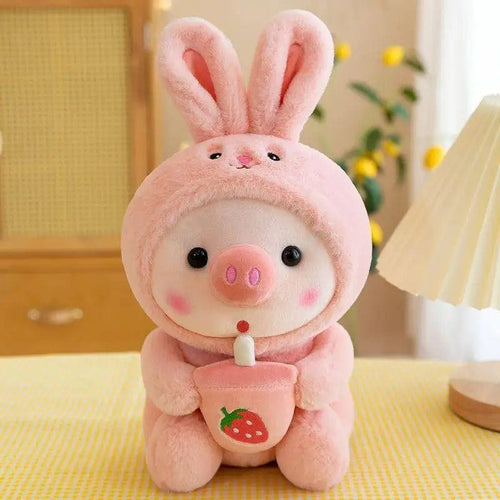 Planet Gates 499464 Bubble Pig Plush Toy Stuffed Animal Bunny Frog Unicorn Tiger Pillow Cup Milk Tea Boba Plushies Doll Birthday Gift Cuddly Baby