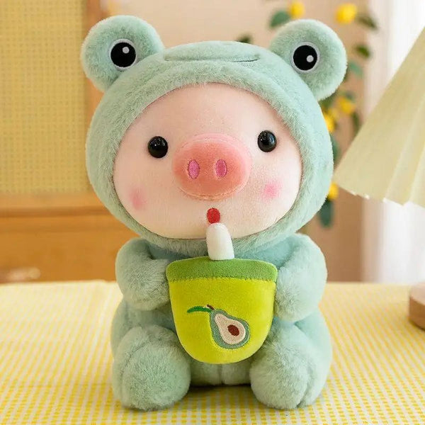 Planet Gates 499465 Bubble Pig Plush Toy Stuffed Animal Bunny Frog Unicorn Tiger Pillow Cup Milk Tea Boba Plushies Doll Birthday Gift Cuddly Baby