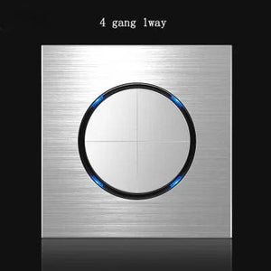Planet Gates 4gang 1way 86 type 1 2 3 4 gang 1 2 way Silver aluminum alloy panel Switch socket LED use round box Industry German EU French light socket