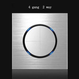 Planet Gates 4gang 2way 86 type 1 2 3 4 gang 1 2 way Silver aluminum alloy panel Switch socket LED use round box Industry German EU French light socket