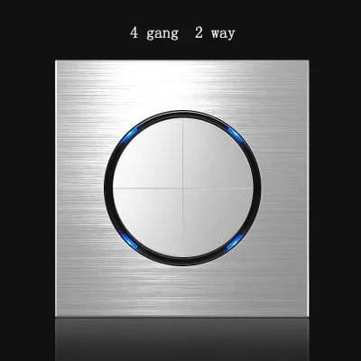 Planet Gates 4gang 2way 86 type 1 2 3 4 gang 1 2 way Silver aluminum alloy panel Switch socket LED use round box Industry German EU French light socket