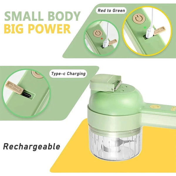 Planet Gates 4In1 Electric Vegetable Cutter Set Handheld Wireless Electric Garlic Masher Food Chopper Meat Grinder Machine Food Peel Slice 4I