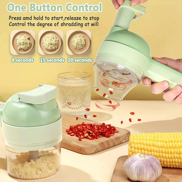 Planet Gates 4In1 Electric Vegetable Cutter Set Handheld Wireless Electric Garlic Masher Food Chopper Meat Grinder Machine Food Peel Slice 4I