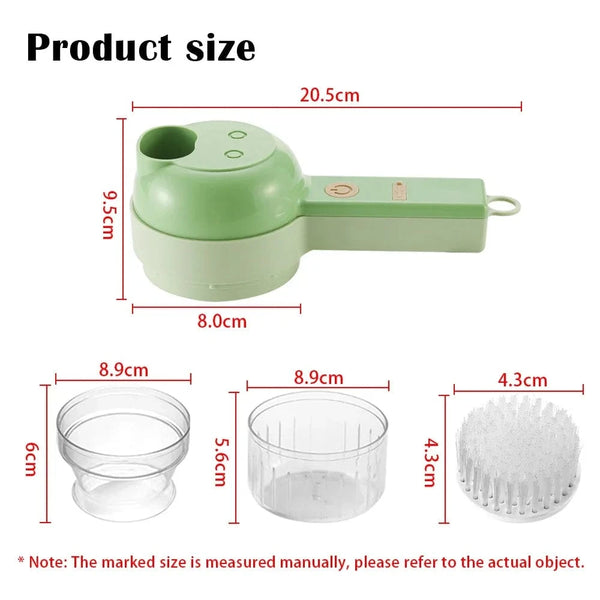 Planet Gates 4In1 Electric Vegetable Cutter Set Handheld Wireless Electric Garlic Masher Food Chopper Meat Grinder Machine Food Peel Slice 4I