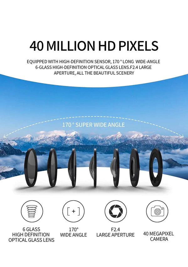 Planet Gates 4K B / 64g CERASTES Action Camera 4K60FPS With Remote Control Screen Waterproof Sport Camera Drive Recorder Sports Camera Helmet Action Cam