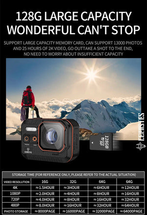 Planet Gates 4K B / 64g CERASTES Action Camera 4K60FPS With Remote Control Screen Waterproof Sport Camera Drive Recorder Sports Camera Helmet Action Cam