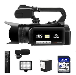 Planet Gates 4K video camera / 4K video camera WIFI Camcorder 4K Video Camera 64MP 60FPS HD Auto Focus Vlogging 4.0" Touch Screen 18X Zoom for Live Streaming