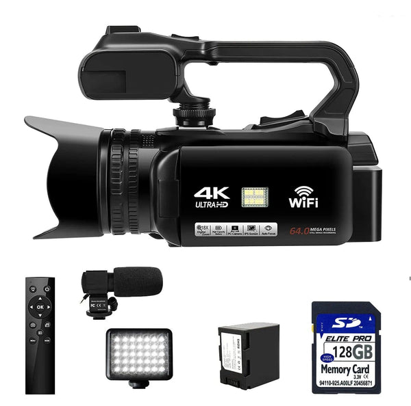 Planet Gates 4K video camera / 4K video camera WIFI Camcorder 4K Video Camera 64MP 60FPS HD Auto Focus Vlogging 4.0" Touch Screen 18X Zoom for Live Streaming
